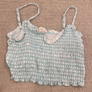 Blue and white crop top